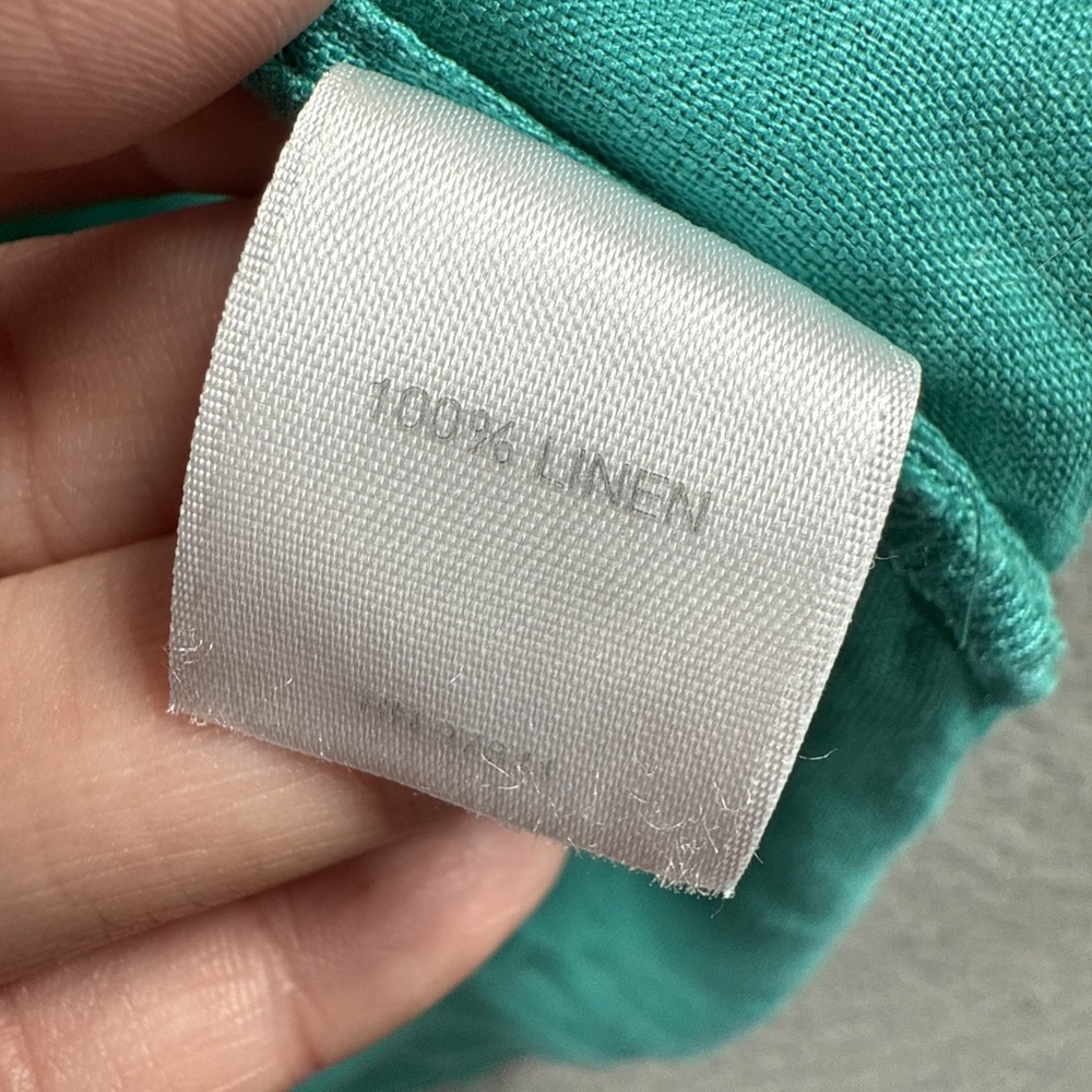 J Jill Love Linen Top Womens M Green Essential Shirt Button Up Coastal Resort - Picture 7 of 12